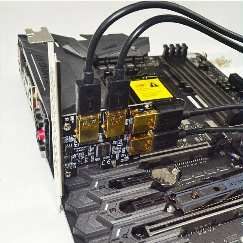 

New 4 Ports PCIe Riser Adapter Board PCI-E 1x to 4 USB 3.0 PCI-E Rabbet GPU