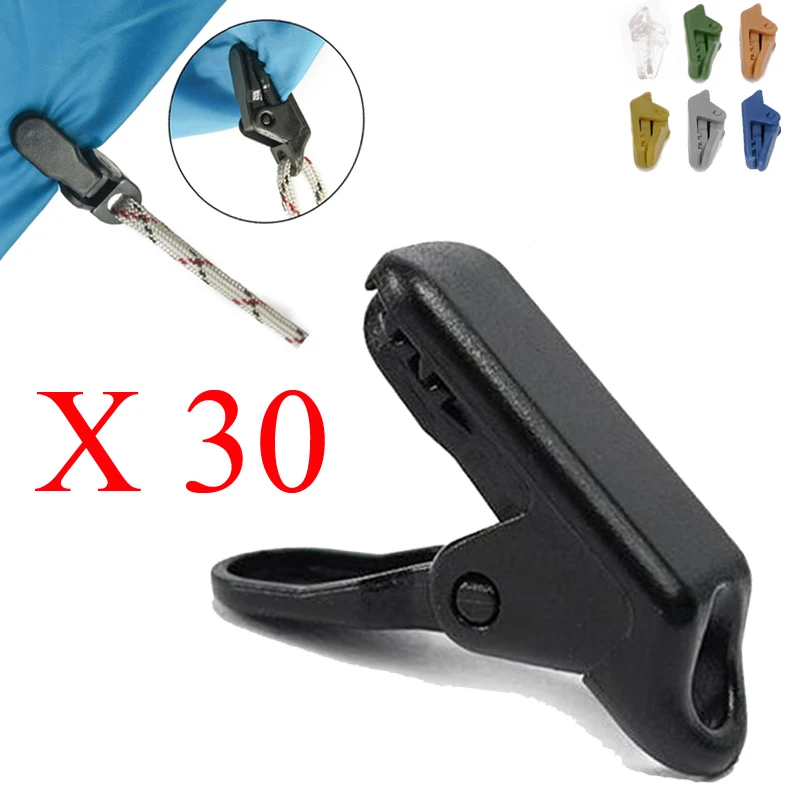 

30Pcs outdoor kit tent hike tarp clip trap jaw grip camp gripper anchor awning canopy clamp Caravan snap canvas Tighten tool