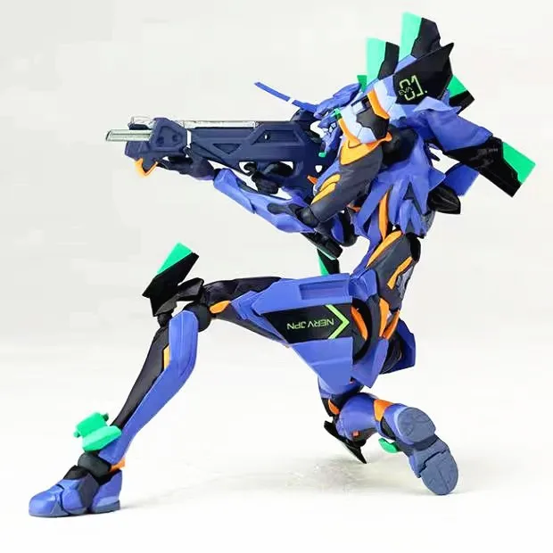Тинейджеров Revoltech Аска Лэнгли сорью»(Evangelion Evolution EV-001 воина гундама Тесты Тип-01 с светодиодный светильник ПВХ фигурка Коллекционная модель детские игрушки куклы; высота каблука 14 см
