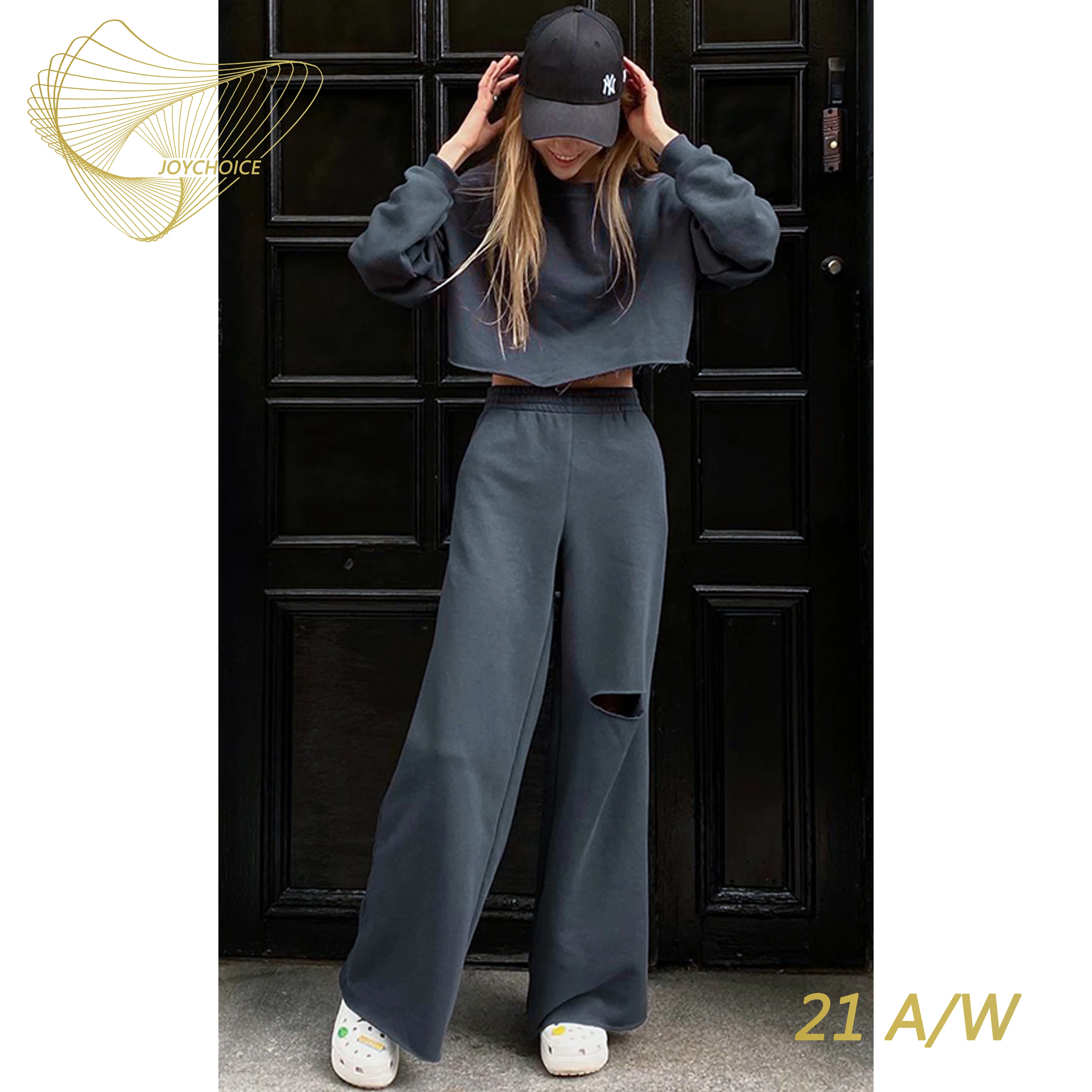 

Однотонный свитер JOYCHOICE 21A/W с длинными рукавами и открытыми пупками