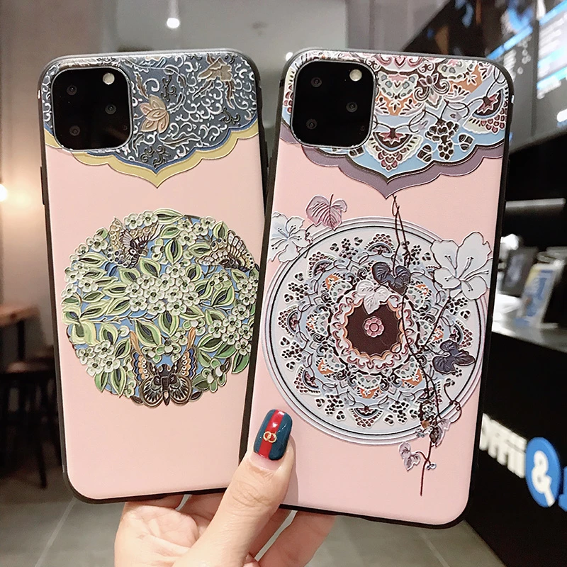 Ретро чехол для телефона из ТПУ с листьями и цветами iPhone 11 Pro Max iphone 7 8 plus X