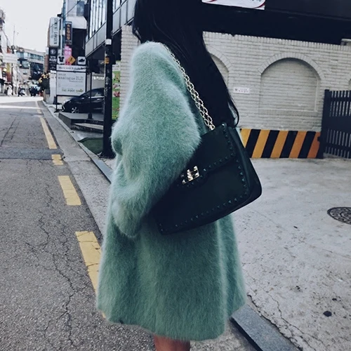 

Plush winter New mink women cashmere sweater coat outwear wool thick soft fluffy cardigan free shipping S1913