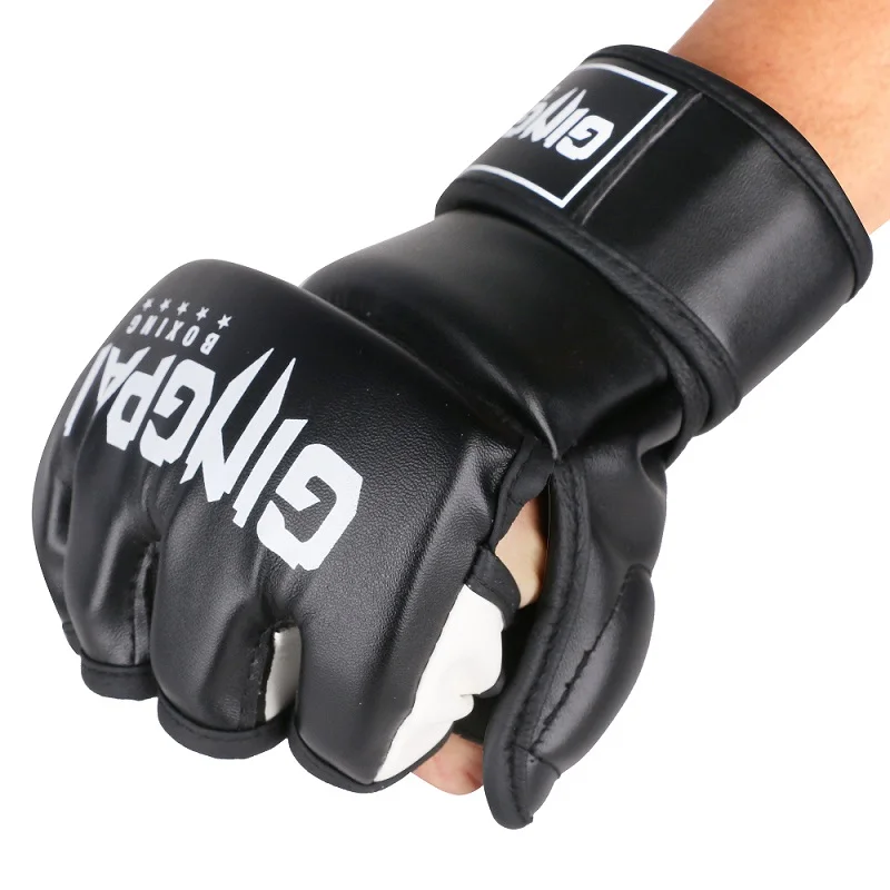

Half Finger Boxing Gloves PU Leather MMA Fighting Kick Boxing Gloves Karate Muay Thai Training Workout Gloves Men