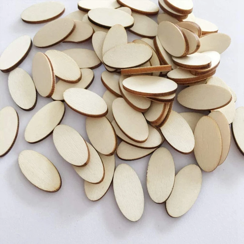 

200Pcs Wooden Oval Slices ,Unfinished Wooden Slice for DIY Craft Paint Christmas Decor Centerpiece Gift Tag