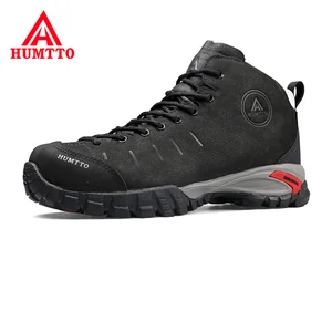 Мужские ботинки на шнуровке HUMTTO, зимние водонепроницаемые повседневные ботинки из натуральной кожи, Нескользящие уличные кроссовки большого размера