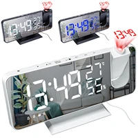 led digital projection alarm clock usb table electronic alarm clock fm radio time projector bedroom led screen bedside clock