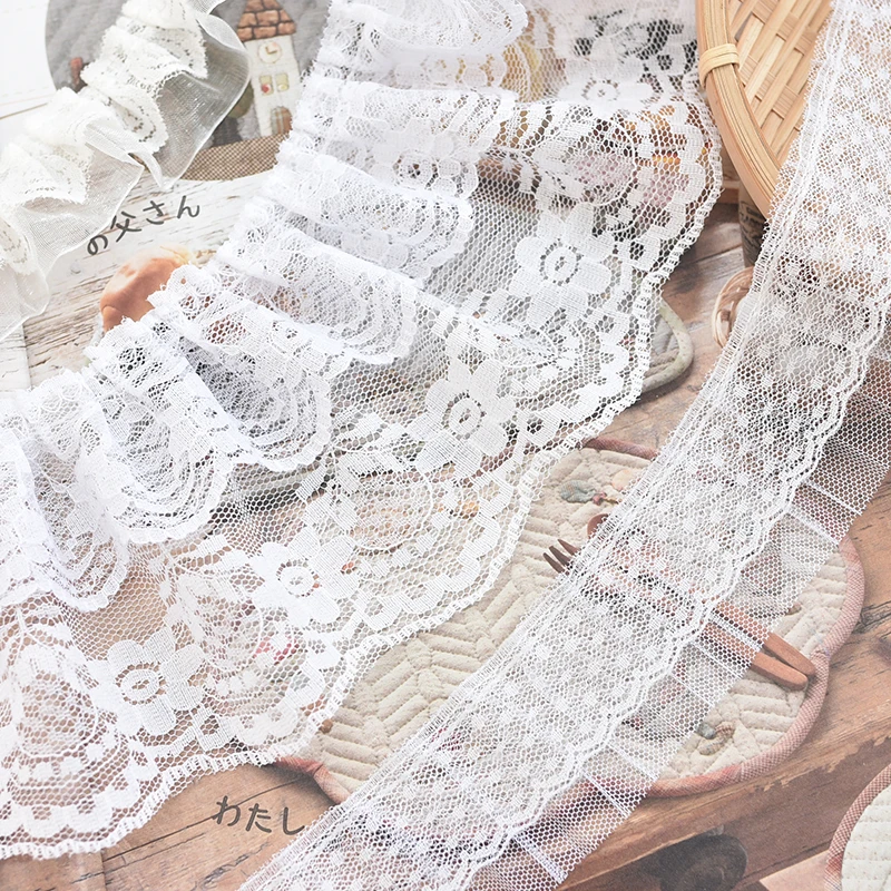 

1meter Lace Ruffle Exquisite White Lace Embroidery Ribbon Ruffle Trim Collar Sewing Clothing Skirt Headwear Applique