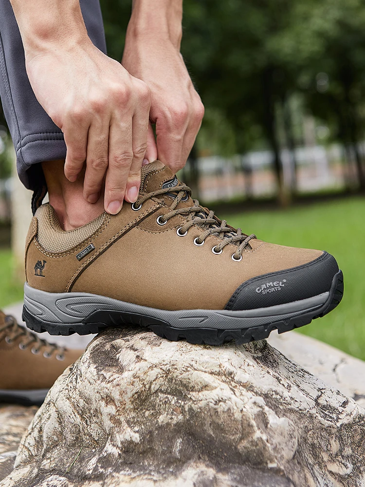 Goldencamel Men Shoes Genuine Leather Hiking Shoes Outdoor Sneaker Waterproof Man Trekking Sports Anti-Slip Travel Cowhide Shoes