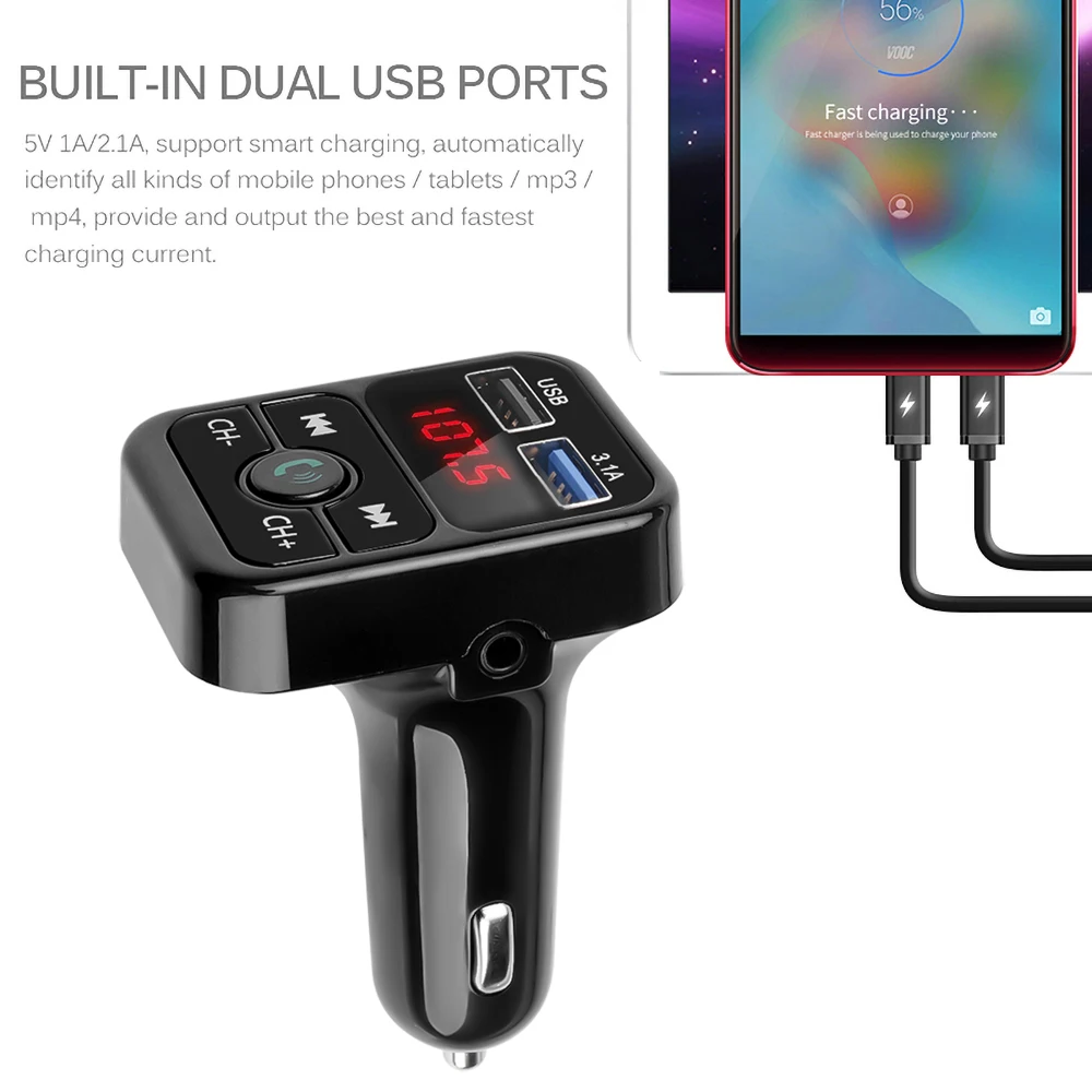 Kebidu Handsfree Car Kit Wireless Bluetooth автомобильное зарядное устройство FM LCD MP3 плеер