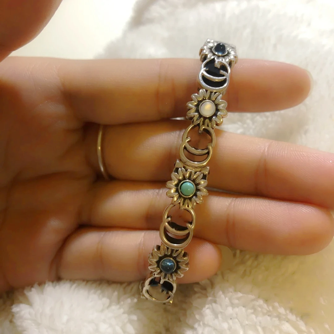 

Ancient S925 pure silver 1:1 G flower style restoring ancient ways men and women fashion luxury bracelet adorn article