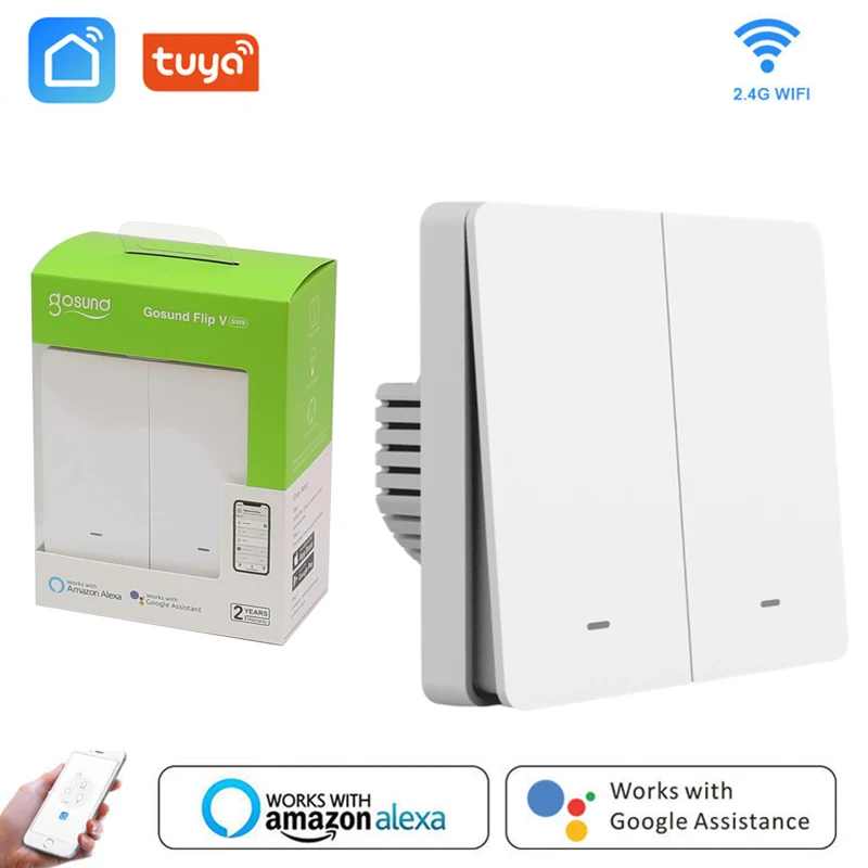 

Smart Life APP Control Wifi EU Standard 10A Smart Switch Voice Control Switch Compatible With Alexa Google Home No Hub Required
