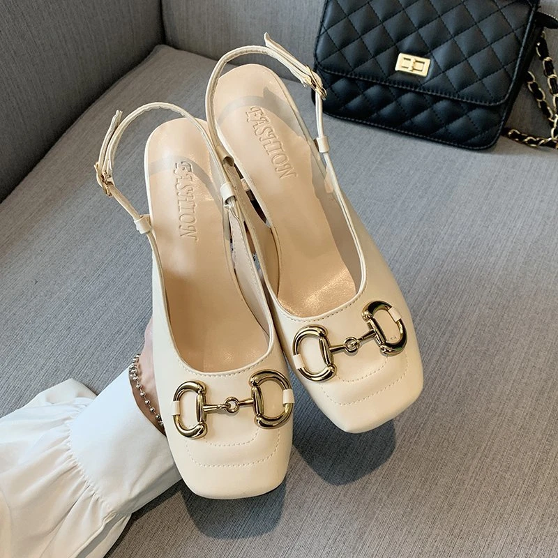 

Sandals for Women Summer Fashion Solid Color Women's Sandals 2021 High Heel Office Shoes Square Head Party Sandals Large Size