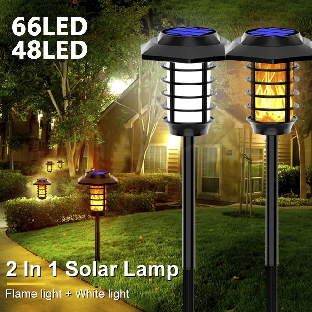 

66LED 48LED Solar Flame Light Flickering LED Solar Stake Light Waterproof Garden Courtyard Path Lighting Landscape Lawn Lamp