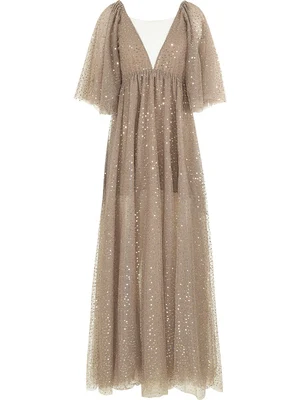 

2021 new women's Sequin high waist dress deep V-neck super fairy long skirt light luxury banquet annual party reception