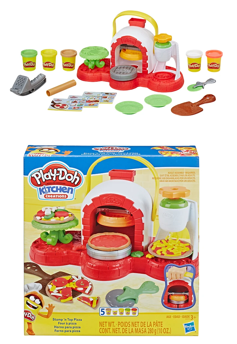 Hasbro Play-Doh штамп 'n Top печь для пиццы игрушка с 5 нетоксичными Play Doh цвета кухня творения составная глина для детей забавная игра