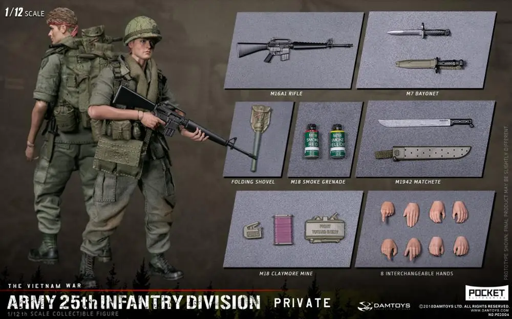 Игрушки PES004 POCKET ELITE SERIES Vietnam War US ARMY 25th argance Division частная фигурка 1/12