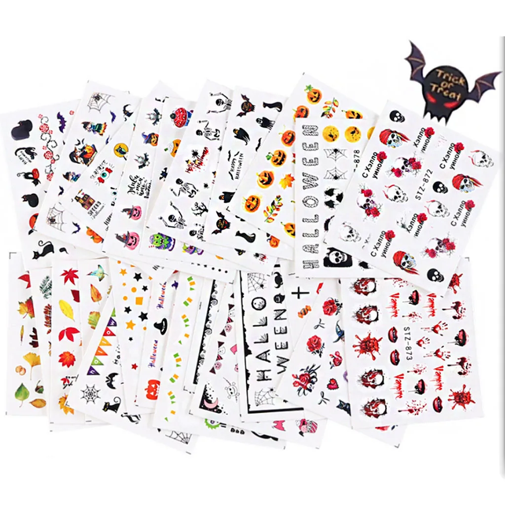 2019 Хэллоуин наклейка на ногти водная самоклеющаяся тату для нейл-арта Ins Милая