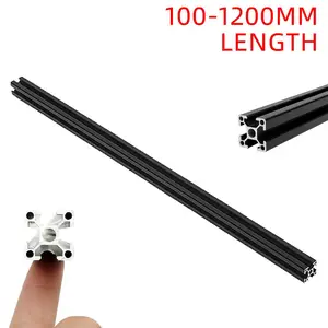 Алюминиевый профиль 100-1200 мм, 2020, черный, с Т-образным пазом, для лазерный гравировальный станок с ЧПУ