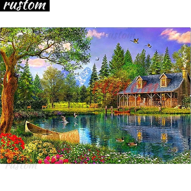 

Алмазная мозаика 5D «сделай сам», картина для сада, домика, наборы для вышивки крестиком, украшение для дома