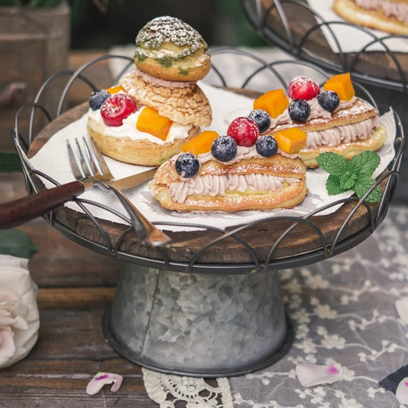 

retro vintage round pedestal dessert stands