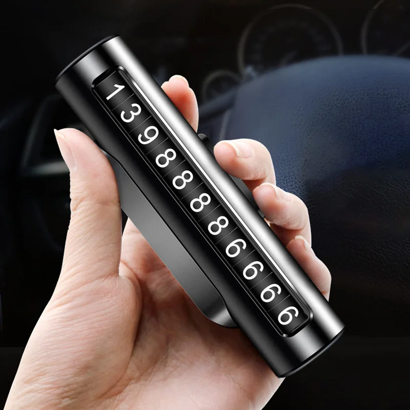 

Car Temporary Parking Card Rotate Phone Number Plate Aluminum Universal Park Stop In Car-Styling Goods Auto Accessories