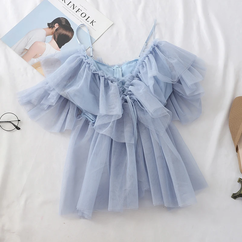 Женские блузки и рубашки с открытыми плечами розовые черные топы оборками в