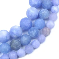 natural stone frosted matte blue chalcedony beads 6 8 10 mm round loose spacer beads for jewelry making diy bracelet necklace