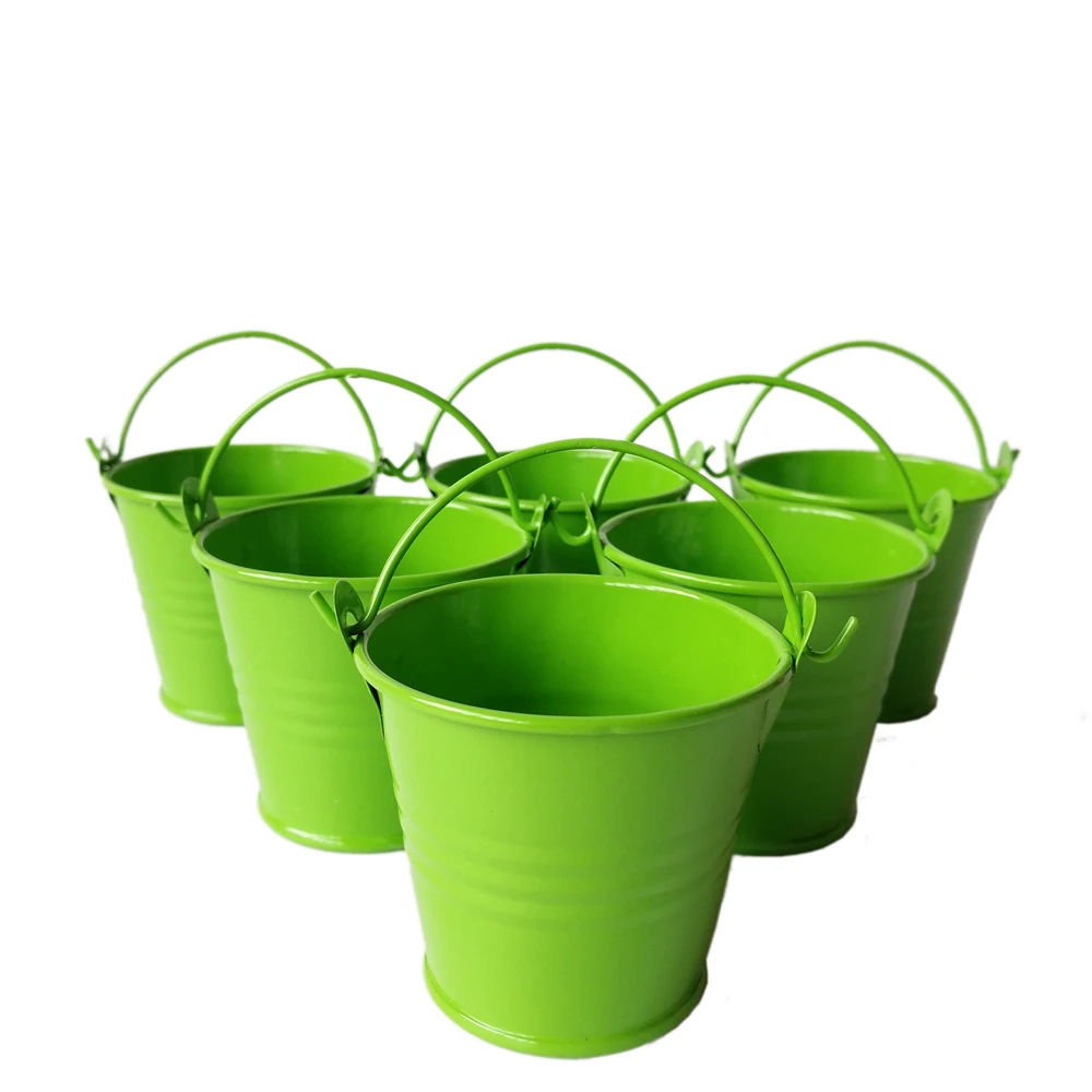 100Pcs/Lot D6xH5.5CM easter gift box green Iron t favor holder Mini Pail Candy boxes wholesale | Дом и сад