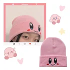 Kawaii аниме смайлик вышитые модные розовые звезды Kirby мультфильм Плюшевые сохраняют тепло шляпа Симпатичные осенние зимние вязаные женские шапки подарок