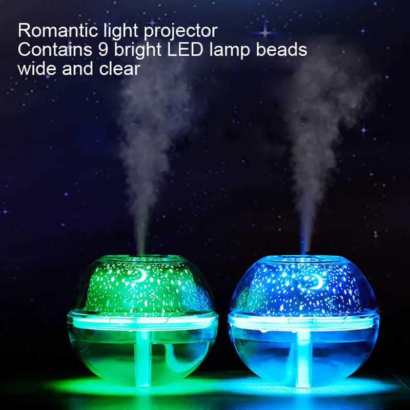USB Crystal night lamp projector 500ml air humidifier Desktop Aroma diffuser ultrasonic mist maker LED light for home | Бытовая техника