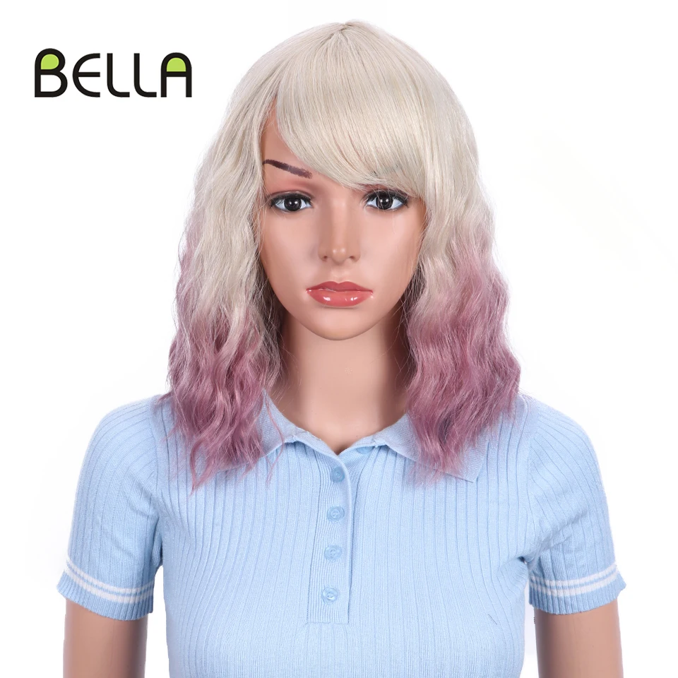Wig With Bangs Wave Bob Wig For Woman Cosplay
