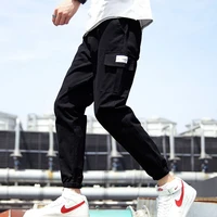 men cargo pants 2021 new spring and autumn trend pockets letter male ankle length pants korean style black hot sale n54