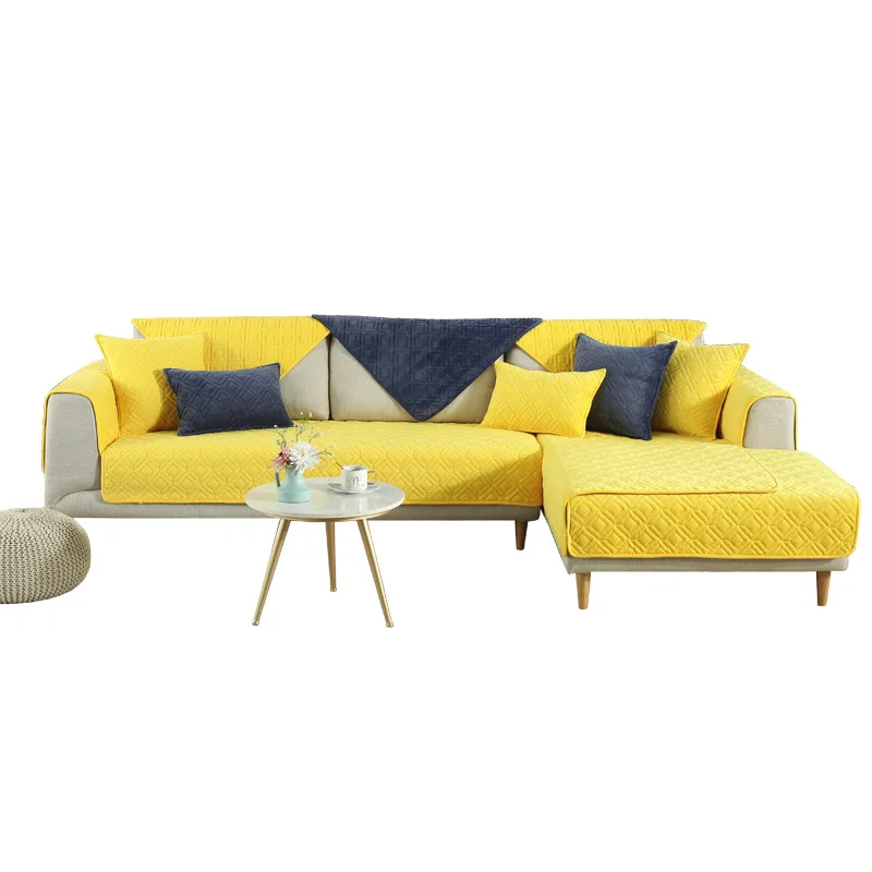 1pcs Sofa Cover Solid Couch Seat Cushion Double-faced Leather L Corner Non-Slip Backrest Towel for Living Room | Дом и сад