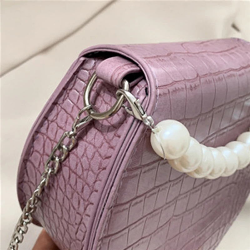 

Mini Bag Versatile Pearl Cross-Body Package Exquisite Fashion Shoulder Chain Saddle Crossbody Tote Package
