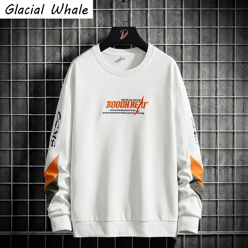 

GlacialWhale Для мужчин s толстовки Для мужчин футболки в стиле «хип-хоп», толстовка Японская уличная одежда Harajuku негабаритных Повседневное белый...