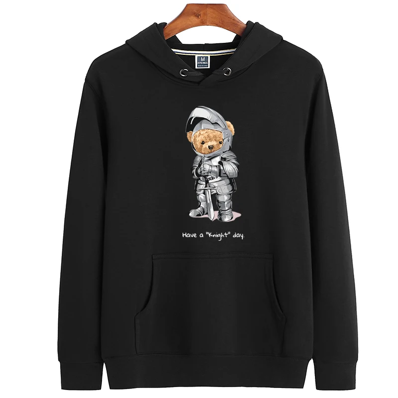 

Armor Bear Loose Hoodie Women Winter 100% Cotton Sweatshirt Pullover Men's Round Neck Sweater Couple Super Dalian Hoodie S-4XL