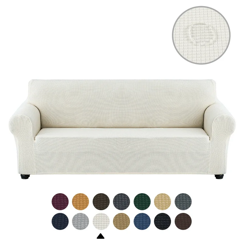 Impermeable a prueba de polvo de estiramiento el&aacute;stico de Color s&oacute;lido para sof&aacute; cubierta de sof&aacute; de la Sala cubre funda 1/2/3/4 plazas gris conjunto-5