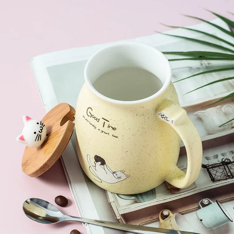 

Creative Color Cat Heat-Resistant Mug Cartoon with Lid Cup Kitten Coffee Milk Ceramic Mugs Children Cup Office Drinkware Gift