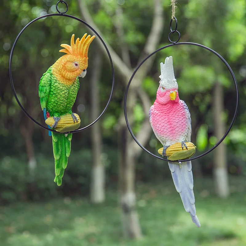 

Garden Simulation Parrot Statue Resin Crafts Animal Bird Arts Sculpture Outdoor Garden Courtyard Tree Pendant Decoration R2979