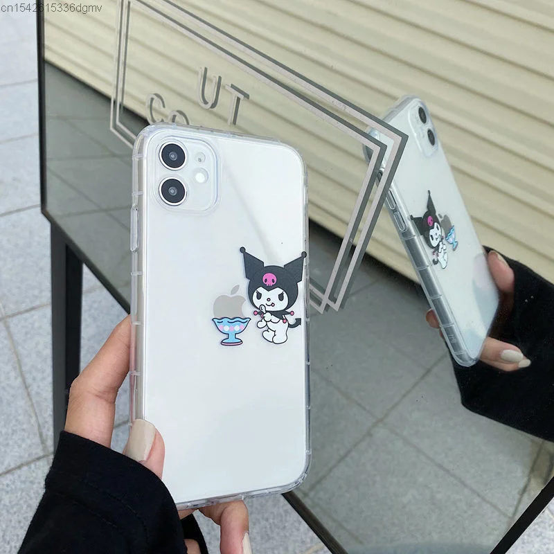 kawaii y2k phone case for iphone 12 mini 11 12 pro max 7 8 plus x xr xs max se 2020 transparent soft cover kuromi 90s my melody free global shipping