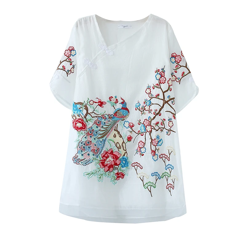 Размера плюс китайский Стиль Высокое качество Женские винтажные Павлин