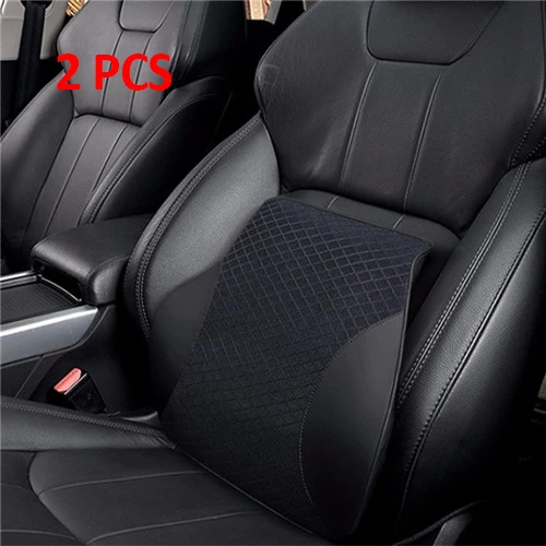 2 PCS Lumbar Подушка в машину Подушки в автомобиль 3D пены памяти теплая Автомобильная подушка для шеи из искусственной кожи подушка для путешествий сиденья автомобиля Универсальная поясничная поддержка спины авто аксессуары - Цвет: 2 PCS Lumbar
