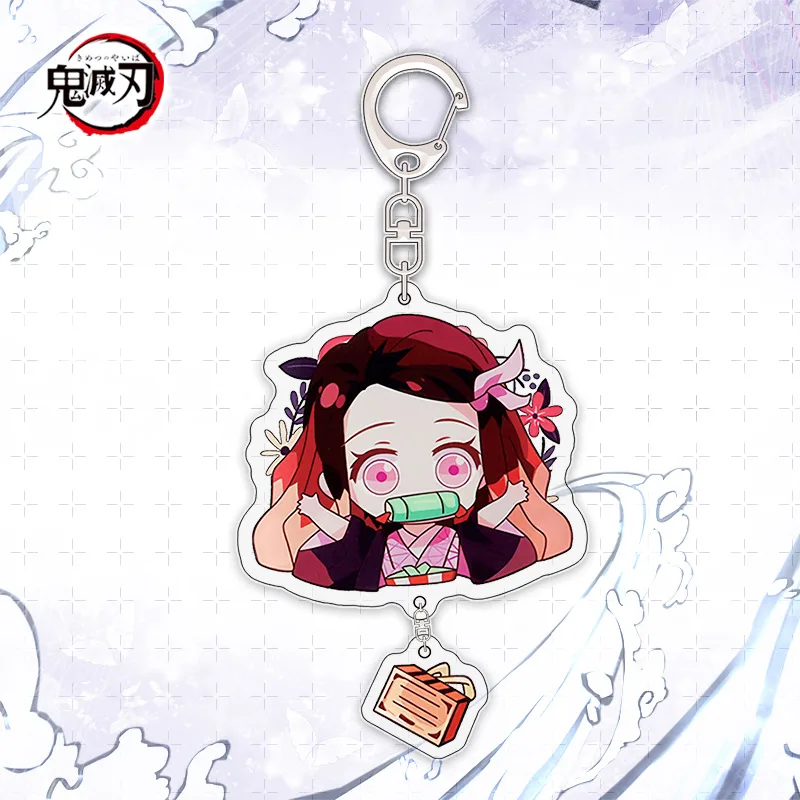 

Cartoon Demon Slayer Keychain Anime Figure Kamado Tanjirou Kamado Nezuko Double Sided Acrylic Pendant Keyring Bag Holder Trinket