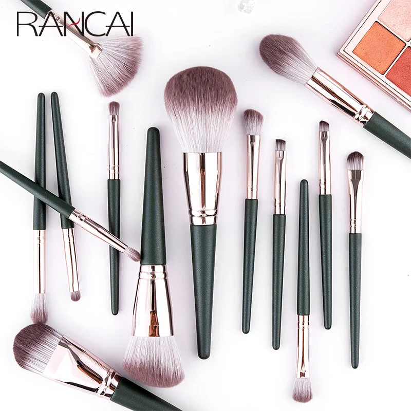 Кисти для макияжа RANCAI 14 шт. набор кистей crochas maquillaje Green большая свободная пудра