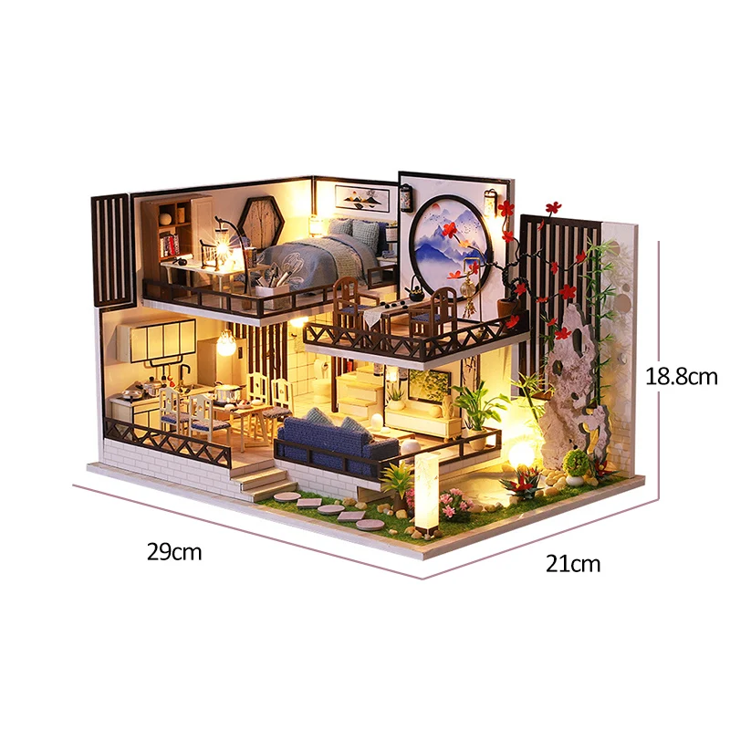 

Diy Doll House Furniture Miniature Dollhouse Kit Chinese Courtyard Wooden House New Year Gifts Toys For Children Christmas Goods