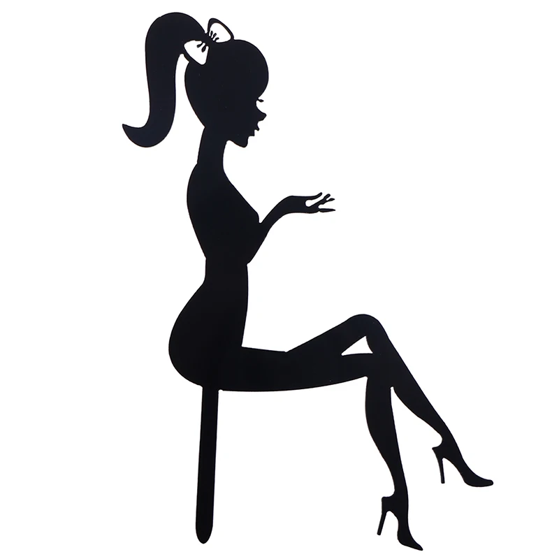 1pc Lady Girl Acrylic Cake Topper Weddding Decor Happy Birthday Cupcake Dessert Sign High Heels for Party Supplies | Дом и сад