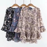 chiffon elegant womens blouses summer tops for women plus size ruffle tunic floral blouse female clothes loose casual