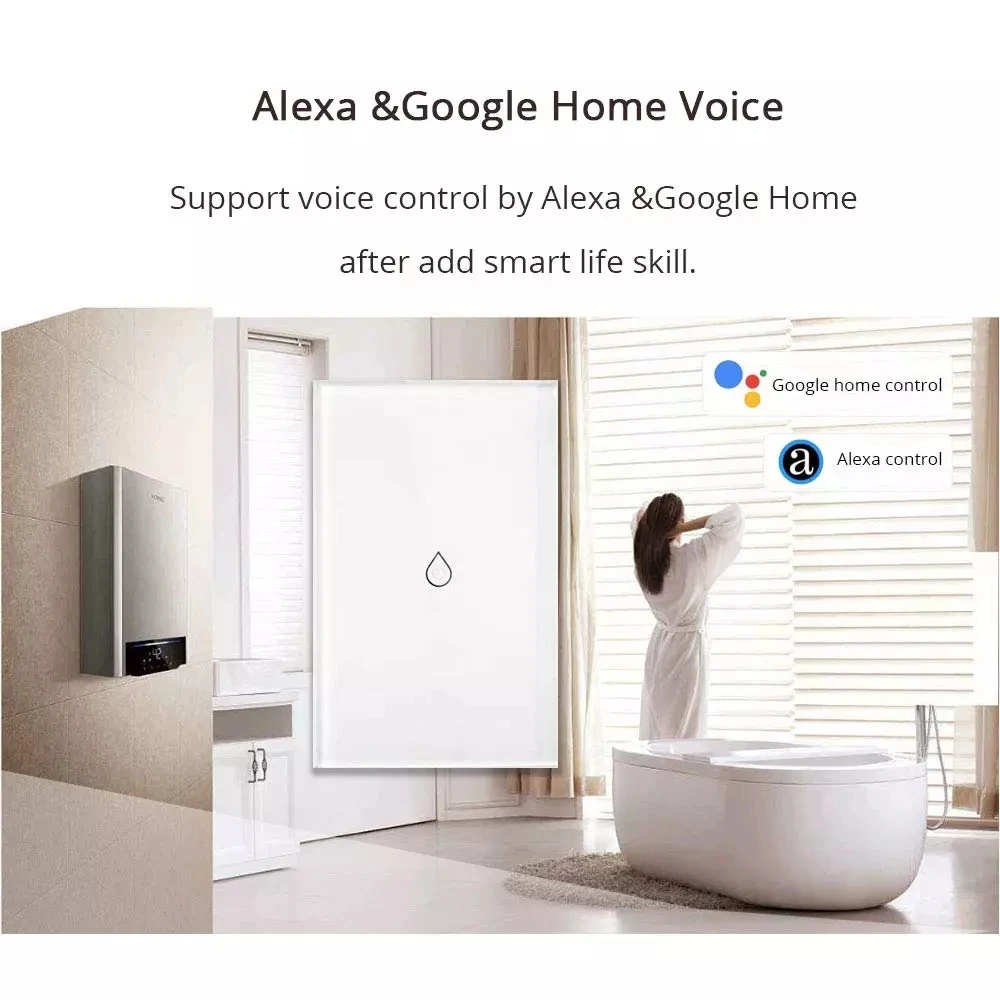 США Европа App управляемая стеклянная Сенсорная панель таймер открытый Alexa Google