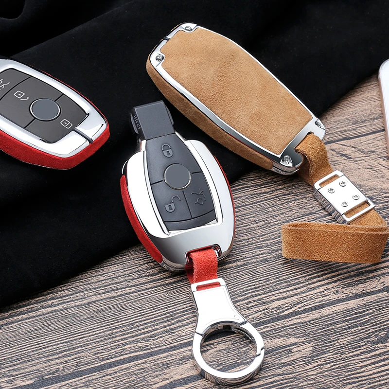 

Hight quality Galvanized Alloy Suede leather Car Key Cover Case For Mercedes benz A B R G Class GLK GLA E200 E200L W176