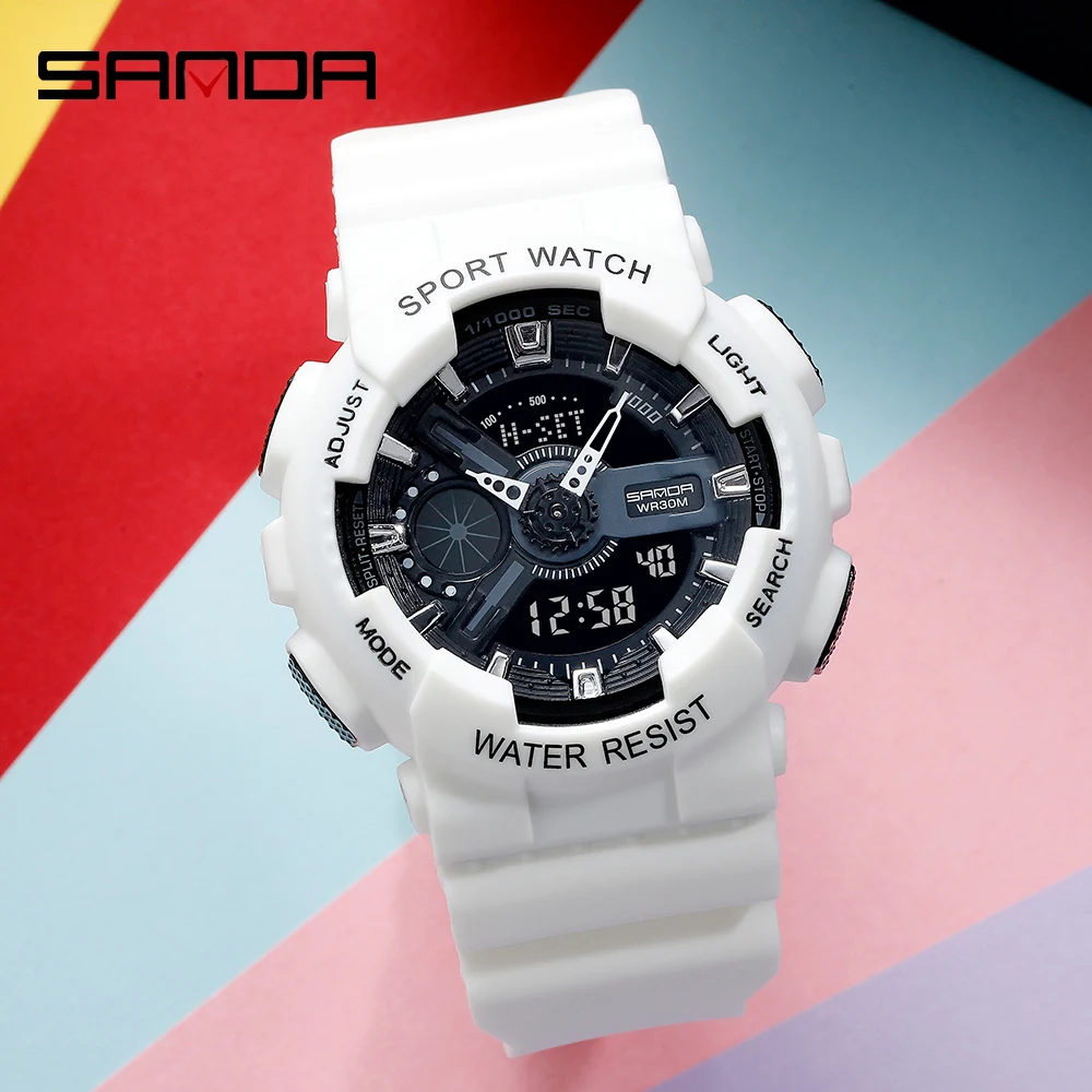 

SANDA Fashion Men Sports Quartz Dual Display Watches Shock Resist Military Digital Watch Waterproof Wristwatch Relojes Hombre